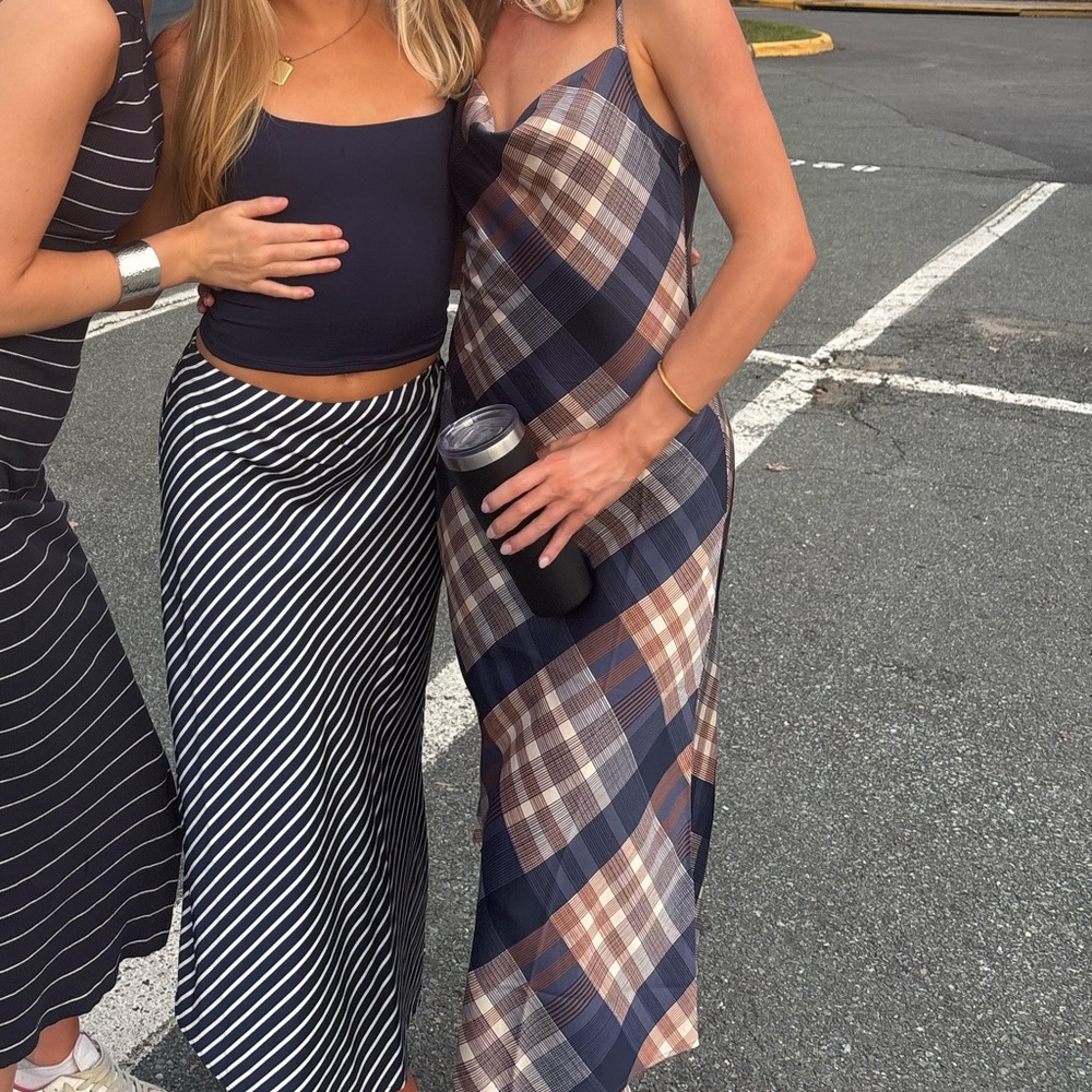 LOFT navy and orange maxi